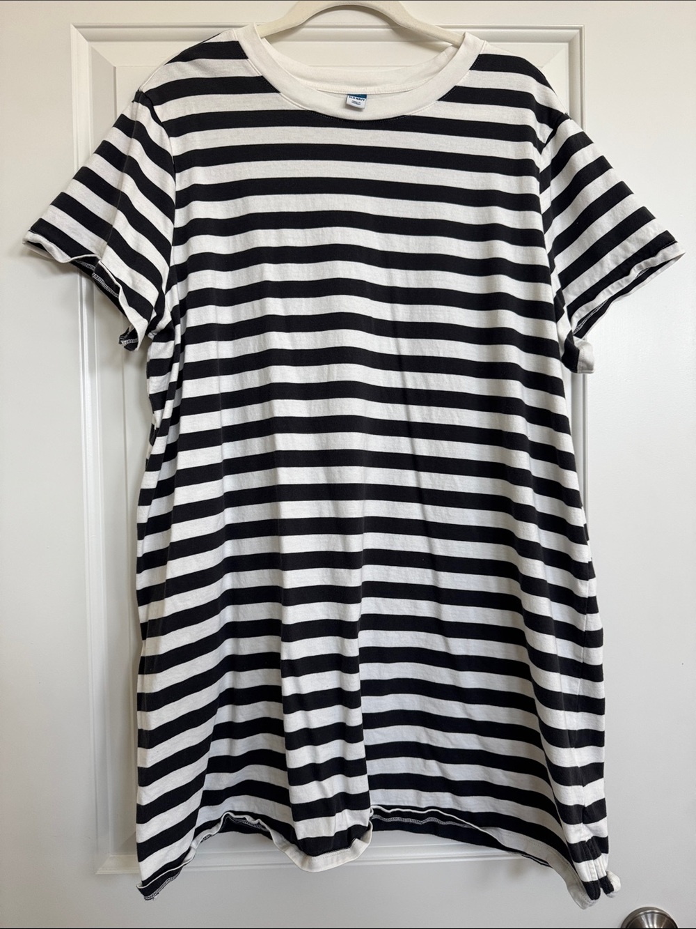 Old Navy Black and White Striped T-Shirt Dress
